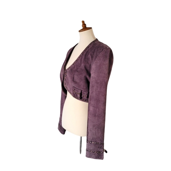 Double D Ranch Vintage Purple Suede Studded Cropped Bolero Corset Jacket - Picture 5 of 10